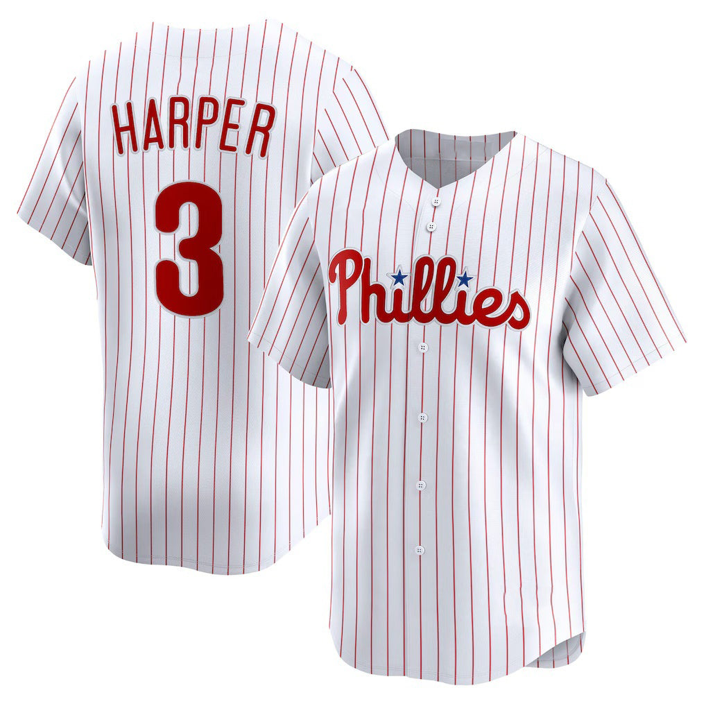 P.Phillies #3 Bryce Harper White Home Limited Player Jersey