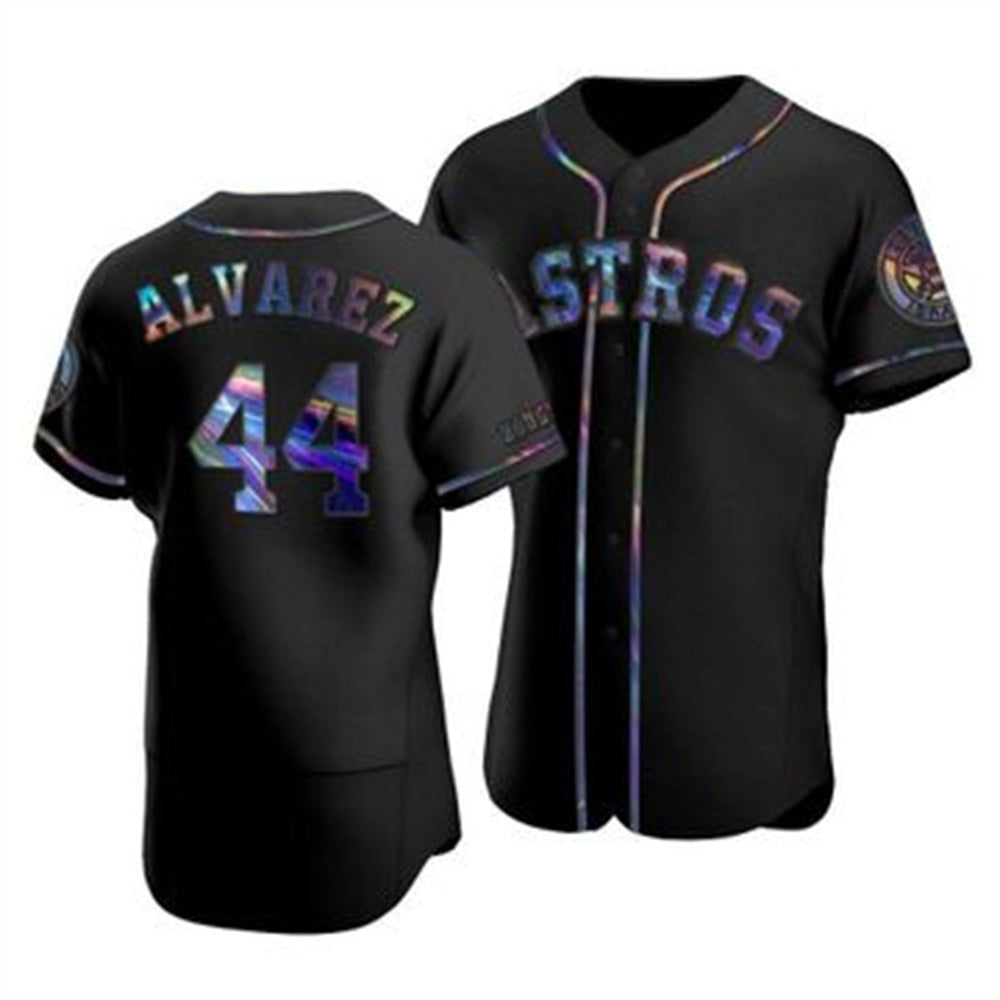 H.Astros #44 Yordan Alvarez Black Iridescent Holographic Collection Jersey