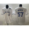 TB.Jays #57 Shane Bieber White 2025 World Series Home Cool Base Stitched Jersey