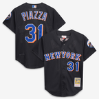 NY.Mets #31 Mike Piazza Mitchell & Ness Black Cooperstown Collection 2000 Batting Practice Jersey