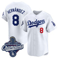 LA.Dodgers #8 Enrique Hernandez White 2025 Champions Stitched Jersey