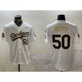 LA.Dodgers #50 Mookie Betts White Gold 2024 World Series With Fernando Memorial Patch Limited 2 Stitched Jersey