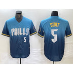 P.Phillies #5 Bryson Stott Blue 2024 City Player Number Cool Base 2 Stitched Jersey