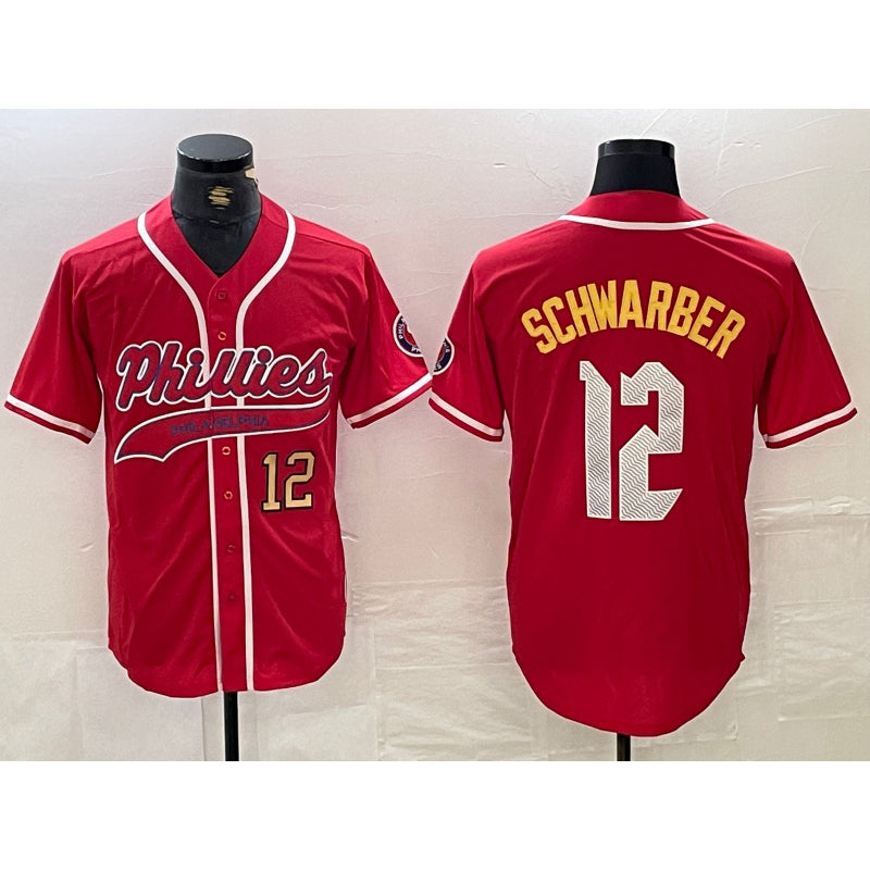 P.Phillies #12 Kyle Schwarber Red 2024 City Connect Limited 3 Stitched Jersey