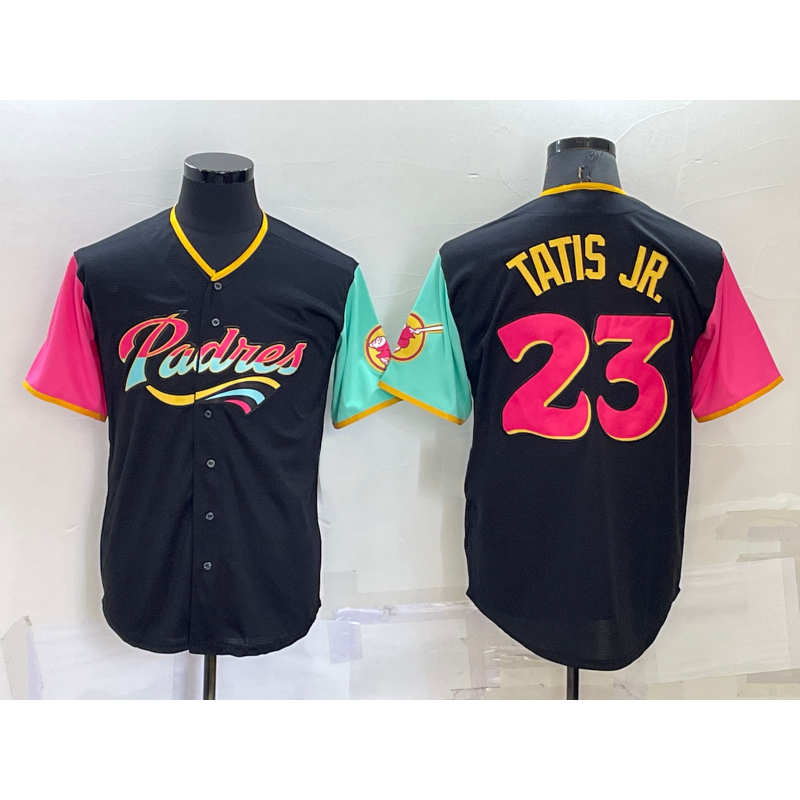 SD.Padres #23 Fernando Tatis Jr. Black 2022 City Connect Cool Base Stitched Jersey