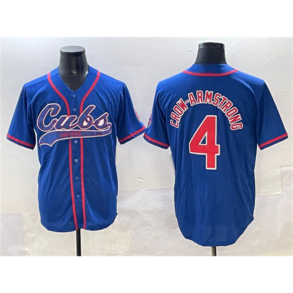 C.Cubs #4 Pete Crow-Armstrong Royal Cool Base Stitched Jersey