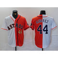 H.Astros #44 Yordan Alvarez Number White Orange Split Stitched  Jersey