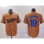 LA.Dodgers #18 Yoshinobu Yamamoto Olive Cool Base Limited Stitched Jersey