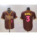 SD.Padres #3 Jackson Merrill Brown Cool Base 2 Stitched Jersey
