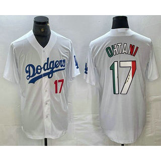 LA.Dodgers #17 Shohei Ohtani Number Mexico White Cool 2 Base Stitched Jersey