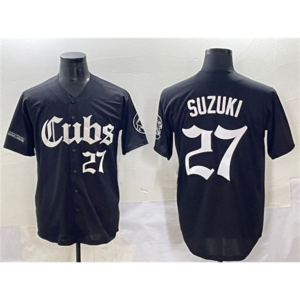 C.Cubs #27 Seiya Suzuki Black 'Gothic North Side Edition' Vapor Premier Limited Stitched Jersey