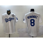LA.Dodgers #8 Enrique Hernandez White 2024 World Series Cool Base Stitched Jersey