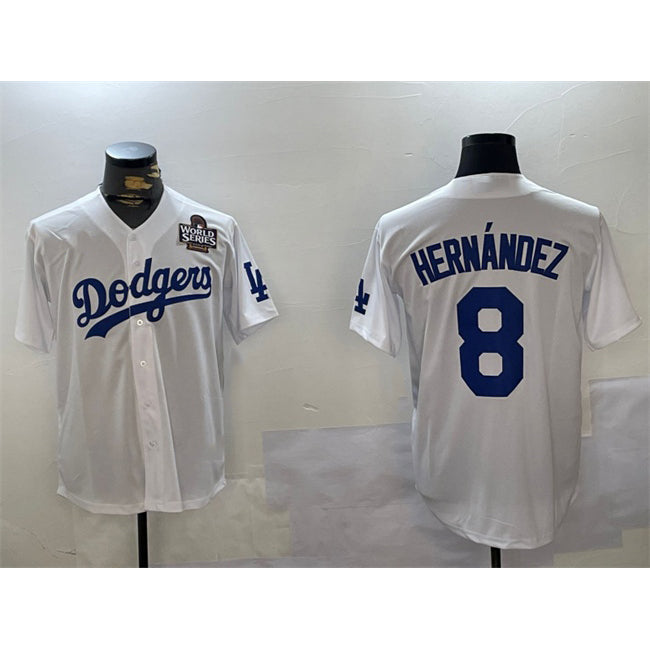 LA.Dodgers #8 Enrique Hernandez White 2024 World Series Cool Base Stitched Jersey