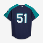 S.Mariners #51 Ichiro Suzuki Mitchell & Ness Navy 2006 Cooperstown Mesh Batting Practice Button-Up Jersey